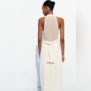 ZARA MIXED SEMI-SHEER SLIP DRESS